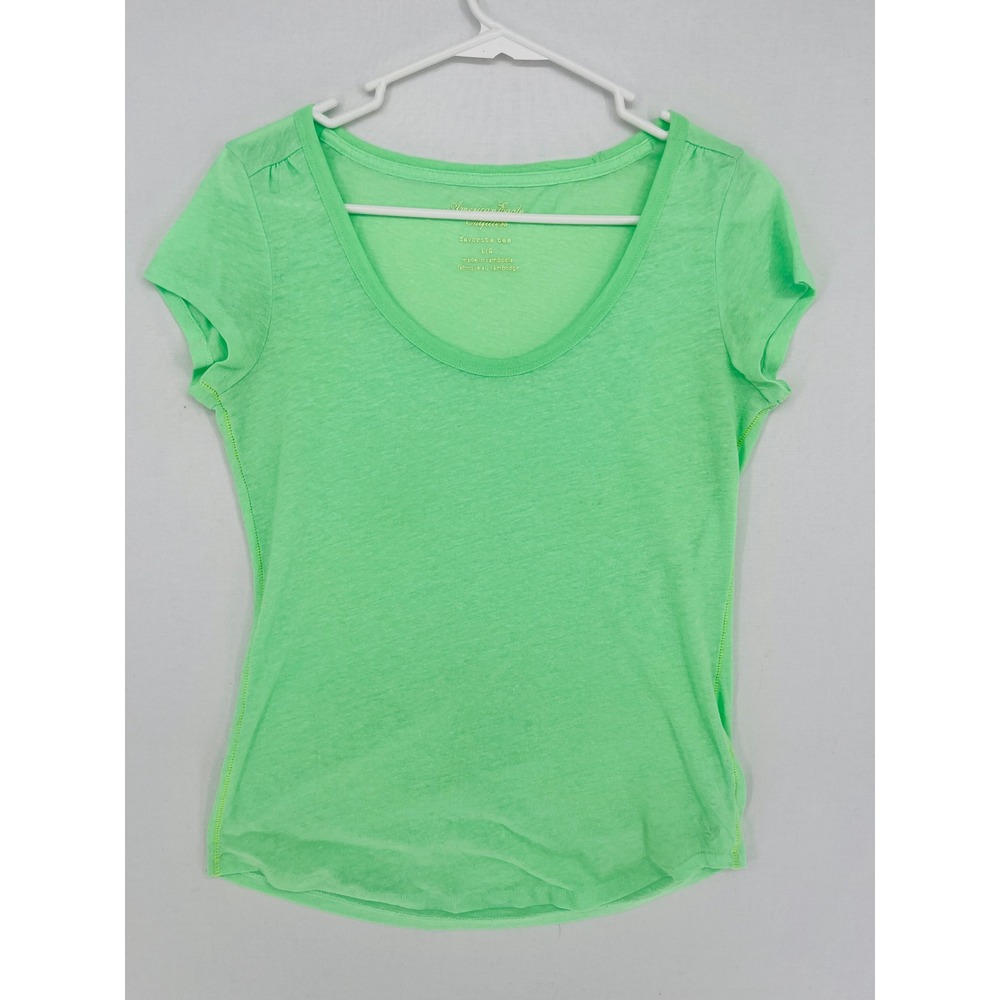 American Eagle Favorite Tee Womens Large Neon Green Scoop Neck Short Sleeve Top
